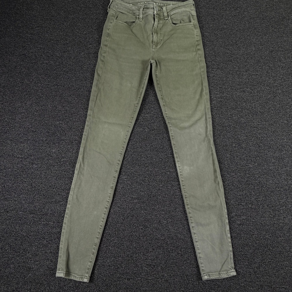 American Eagle Jeans Womens 6 (28x29) Long Next Level Stretch Skinny Olive Green